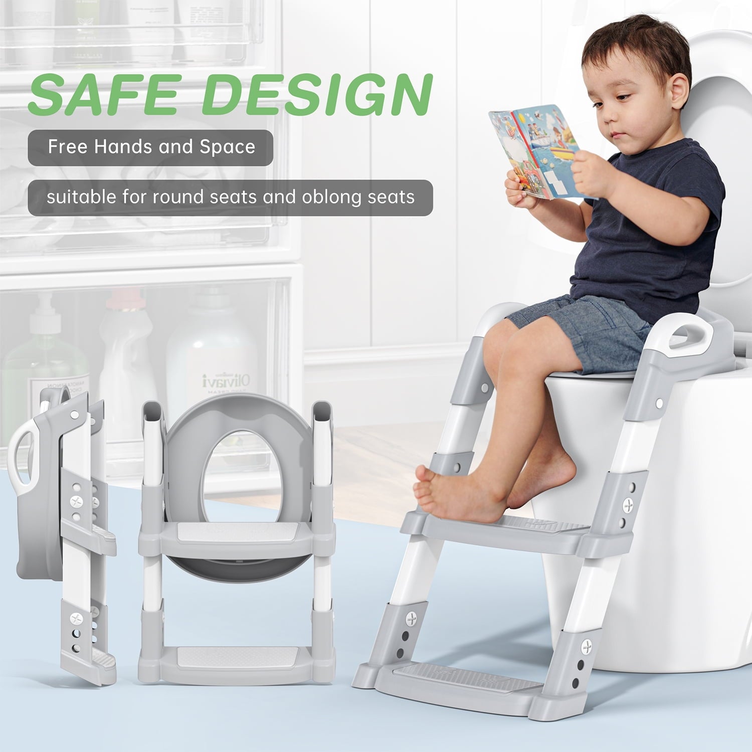 Adjustable Potty Training Seat with Step Stool Ladder | Soft Cushion & Non-Slip Design for Toddlers