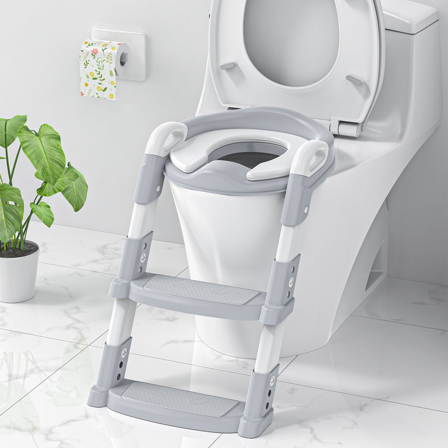 Adjustable Potty Training Seat with Step Stool Ladder | Soft Cushion & Non-Slip Design for Toddlers