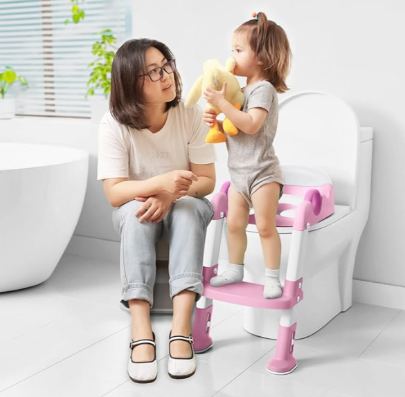Adjustable Potty Training Seat with Step Stool Ladder | Soft Cushion & Non-Slip Design for Toddlers