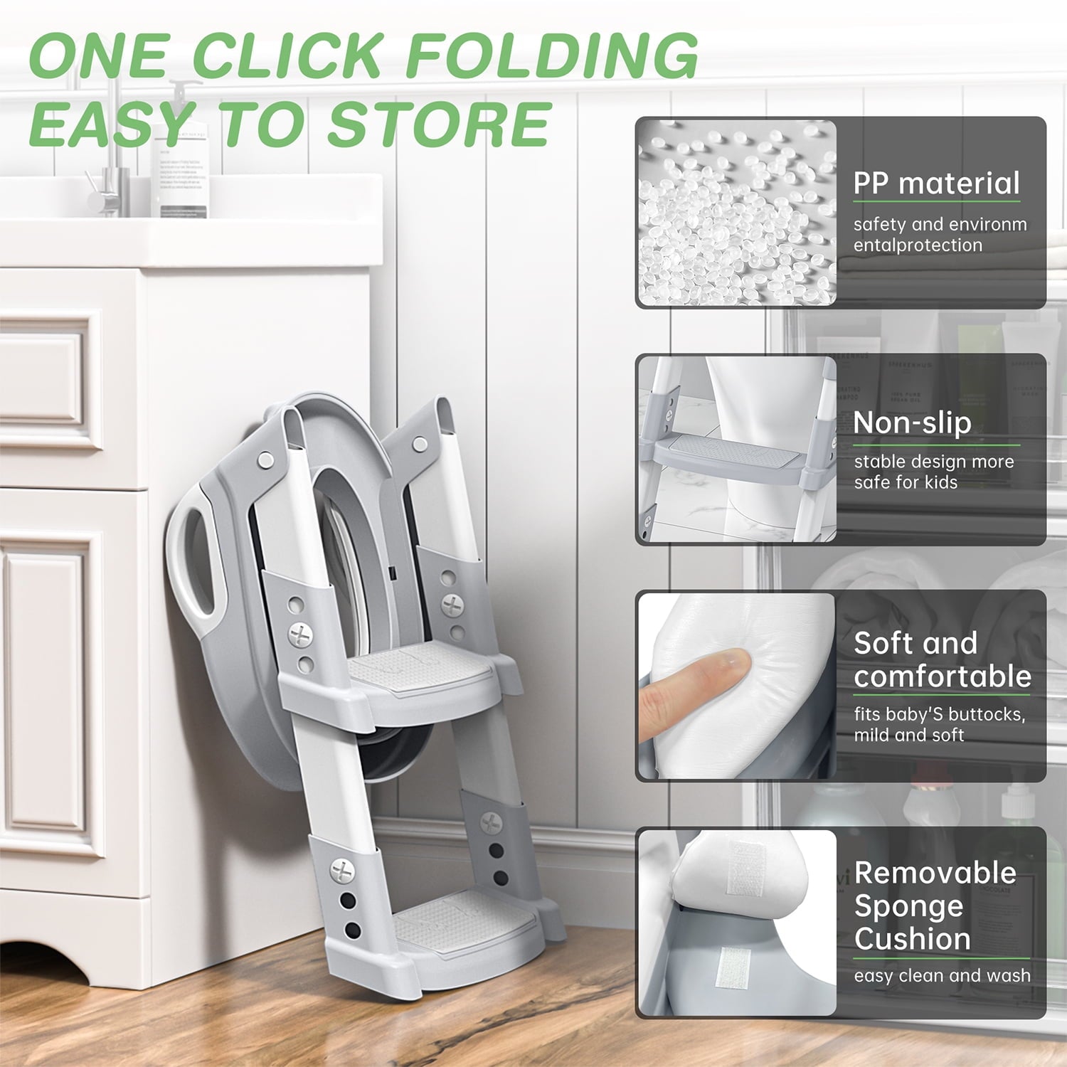 Adjustable Potty Training Seat with Step Stool Ladder | Soft Cushion & Non-Slip Design for Toddlers