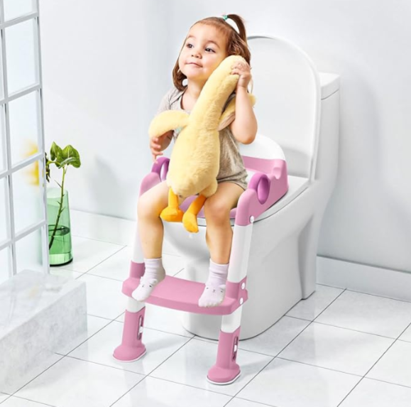 Adjustable Potty Training Seat with Step Stool Ladder | Soft Cushion & Non-Slip Design for Toddlers