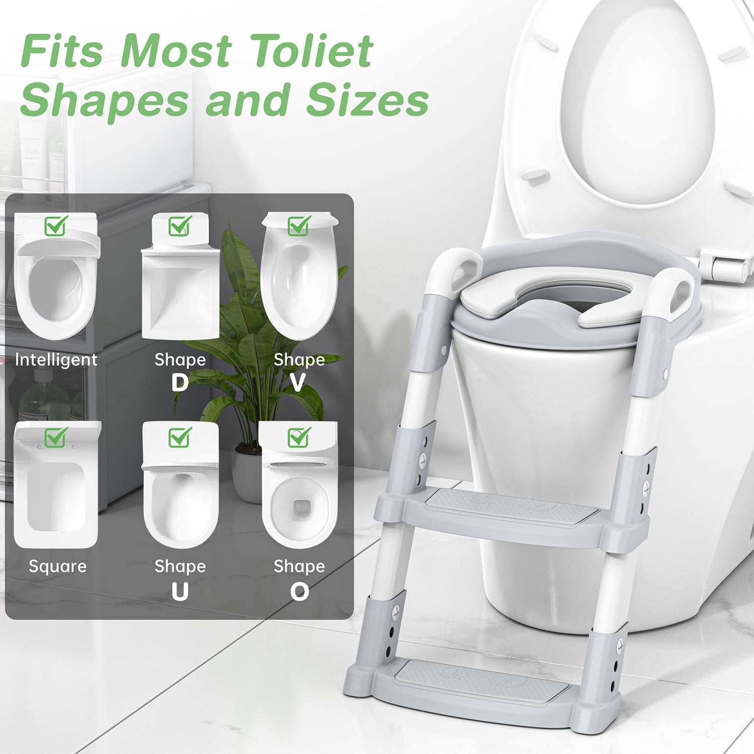 Adjustable Potty Training Seat with Step Stool Ladder | Soft Cushion & Non-Slip Design for Toddlers